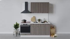 Кухонный гарнитур «Бьянка» длиной 180 см со шкафом НБ (Белый/Дуб серый)
