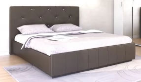 Кровать Лина с подъёмным механизмом Экокожа, 140х200 (коричневая)